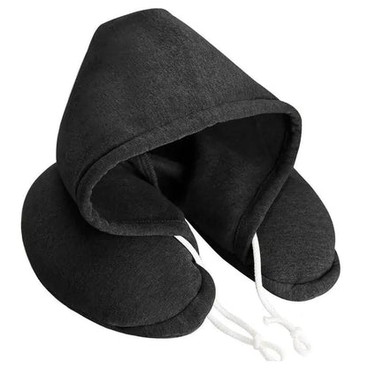 Black hooded neck pillow